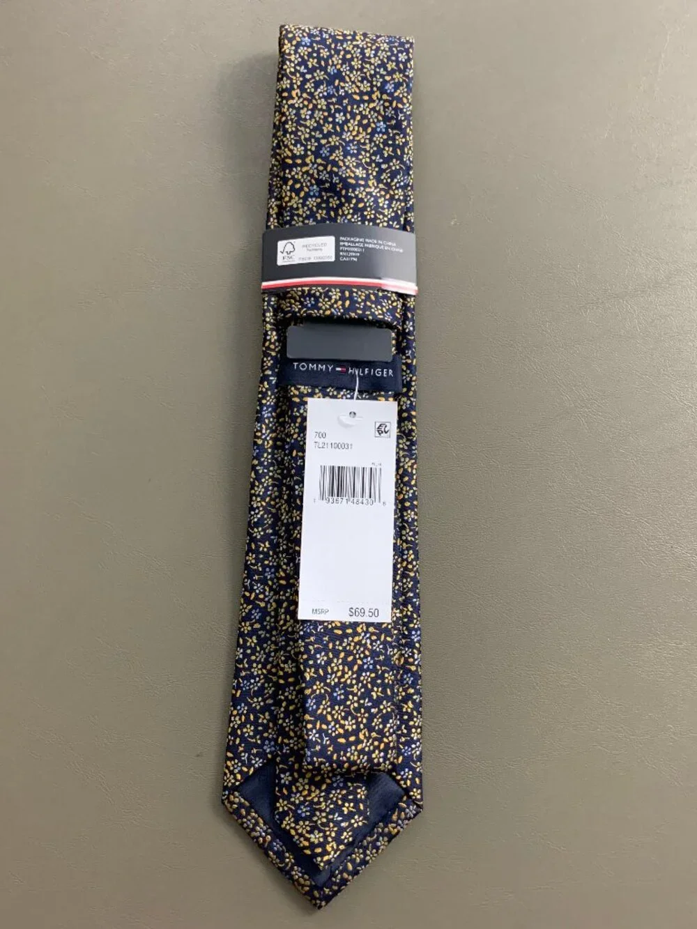 Tommy Hilfiger Men's 3'' Silk Blend Neck Tie, Blue Yellow Multi Botanical Floral